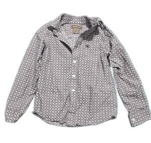 Ariat Boys Size 7 Long Sleeve Button Down Western Dress Shirt Black Grey XS